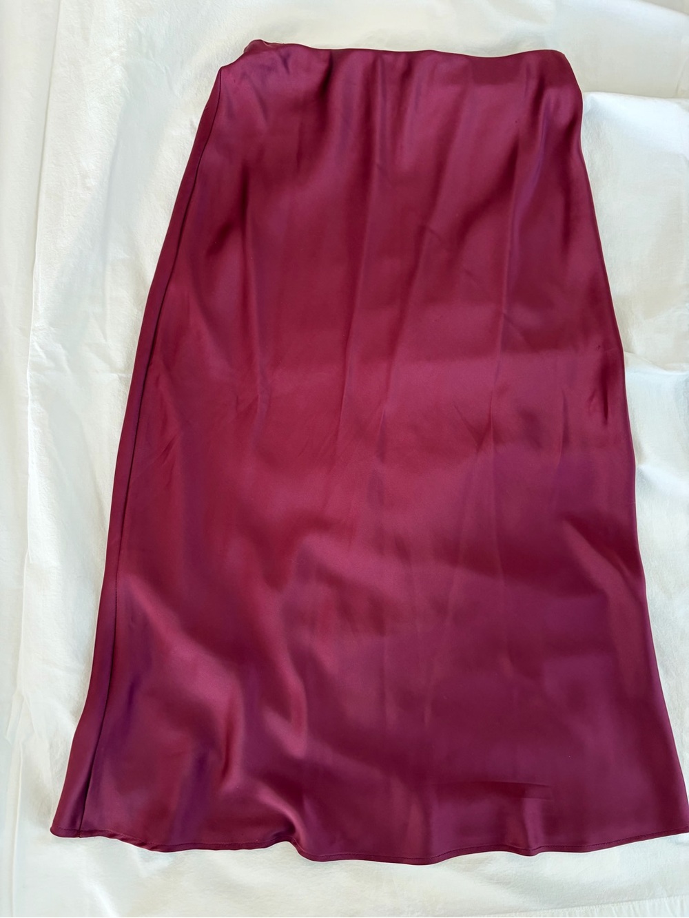 Zara Satin Midi Skirt in Deep Burgundy